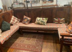 3 x Church Pews Joined In A Single Booth Formation - Cushions Included - (HxWxD) Whole Booth