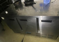 1 x POLAR 3 Door Undercounter Fridge In Stainless - (HxWxD) 900 X 1350 X 700mm - Ref: PA068/94 -