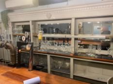 1 x Very Long And Tall Shabby Chic Back Bar With Shelves And Spotlights - (HxWxD) 2300 X 3550 X