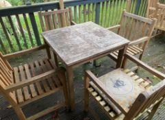 1 x Wooden Table With 4 Chairs - Outdoor /Indoor Use - Ref: OD106/61 - CL977 - Location: