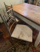1 x Large Oak Wooden Breakfast Farmhouse Table And 4 Chairs - (HxWxD) Table: 850 X 1700 X 900mm
