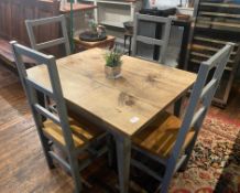 1 x Shabby Chic Farmhouse Kitchen Table With 4 Chairs - (HxWxD) Table 770 X 1250 X 930Mm, Chairs
