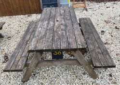 1 x Outdoor Wooden Picnic/Pub Garden Bench - Ref: OD38/70 - CL977 - Location: Maidenhead