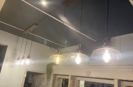 1 x Industrial Look Triple Pendant Light Fitting In Dark Metal - Ref: PA021/20 - CL977 - Location: