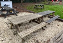 2 x Outdoor Wooden Picnic/Pub Garden Benches - Ref: OD48/67 - CL977 - Location: Maidenhead