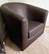 Pair of M&S Genuine Leather Tub Chairs in Dark Brown - CL985 - NO VAT ON THE HAMMER - Location: