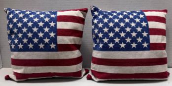 1 x Pair Of Usa American Flag Cushions - 60X60Cm - Ref: CNT750/B1-3 - CL845 - NO VAT ON THE HAMMER -