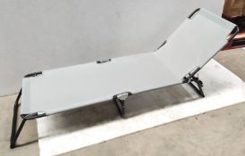 1 x Folding Metal Sun Lounger In Grey - NO VAT ON THE HAMMER - Ref: SBS124/G7015-G26001434/SBSP7 -