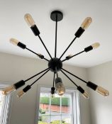 1 x Sputnik 12-Light Industrial-style Statement Chandelier Ceiling Light Fitting in a Blacked Bronze