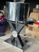1 x ANDREW MARTIN 'Huxley' Designer X-shaped Table Lamp in Black and Silver - CL985 - NO VAT ON