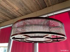 1 x  Commercial Circular Art Deco-Style Suspended Light Fitting - Features A Copper Finish And Clear