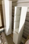 1 x Tallboy Cabinet in White with Clear Glass Shelves - CL985 - NO VAT ON THE HAMMER - Location: