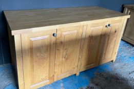 1 x Bespoke Hand-built Solid Oak 4-Door 1.5-Metre Wide Sideboard Cabinet - CL985 - NO VAT ON THE