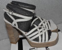 1 x Pair Of Bronx New Renee Sandals In Off-White - Size 4 - NO VAT ON THE HAMMER - Ref: MMG116/MMGP1