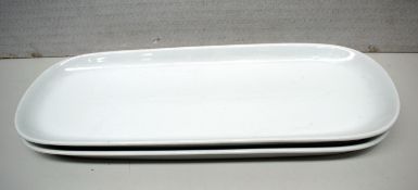 2 x PILLIVUYT Round Corner White Platters - 3.5(H)x53(W)x20.5(D) cms