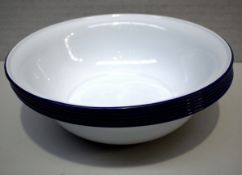 6 x White Enamel Wash Bowls - 10(H)x36(Dia) cms