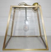 1 x Large High-end Commercial Brass & Glass Lantern Pendant Light Fitting