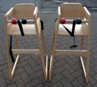 2 x Wooden Childrens High Chairs