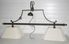 1 x Italian Wrought-Iron Billiard-style 2-Light Suspended Chandelier