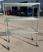 1 x Wire Shelving Rack on Castor Wheels - Suitable for Commercial Kitchens - H170 x W201 x D61 cms