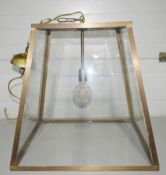 1 x Large High-end Commercial Brass & Glass Lantern Pendant Light Fitting