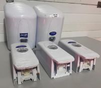 5 x ZENITH Hygiene Product Dispensers - Toilet Roll Holders and Soap/Sanitiser Dispensers