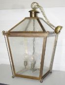 1 x OFFICINA CIANI Italian Huge 1-Metre Antique-style Commercial Brass & Glass Lantern Pendant Light