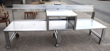 1 x Stainless Steel Twin Cooking Griddle Unit on Castors - H54/91 x W264 (101/72/91) x D91 cms