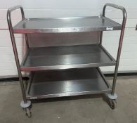 1 x 3-Tier Stainless Steel Serving Trolley / Utility Cart - H94 x W86 x D51 cms - RRP £348.00