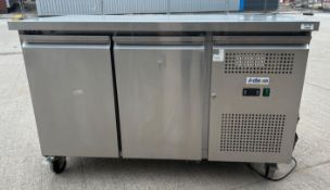 1 x Adexa Two Door Stainless Steel Countertop Refrigerator on Castors - Model: GN2100TN