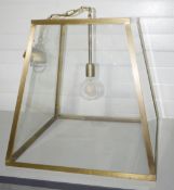 1 x OFFICINA CIANI Large Italian High-end Commercial Brass & Glass Lantern Pendant Light Fitting