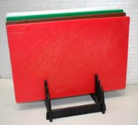 4 x Colour Coded Chopping Boards With Stand