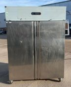1 x APURO Door Stainless Steel Upright Fridge - Model GN140TN - Features Lockable Doors with Key