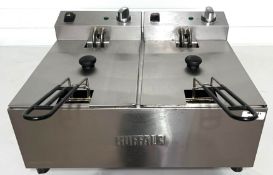 1 x Buffalo FC257 Stainless Steel Twin Tank Countertop Fryer with Baskets - 2x5Ltr Capacity - 240v