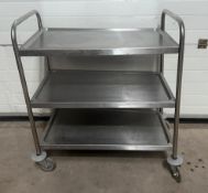 1 x 3-Tier Stainless Steel Serving Trolley / Utility Cart - Dimensions: H94 x W86 x D51cm - RRP £348