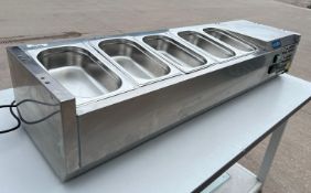 1 x Polar G608 Refrigerated Countertop 120cm Pizza / Sandwich Topping Prep Well with Gastro Trays