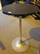 1 x Poser Bar Table Featuring a Dark Wooden Top and Chrome Base - Dimensions: H111 x W68 cms