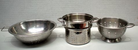 3 x Assorted Colanders