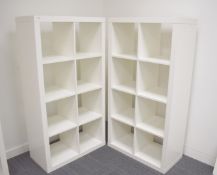 2 x Cube Shelving Units Finished in White - Dimensions: 80 x 40 x 150 cms