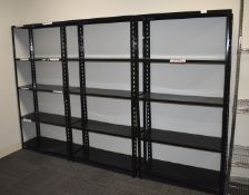 1 x Triple Boltless Metal Shelving Unit in Black - Length: 276 cms