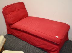 1 x Chaise Lounge Day Sleeper in a Modern Red Upholstery