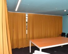 3 x Mustard Fabric Curtains - Size: H240 x W300 cms