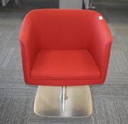 1 x Connection Burgundy Swivel Tub Chair with a Large Chrome Base
