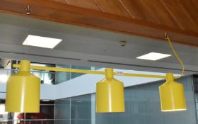 1 x Suspended Triple Light Fitting Finished in Yellow