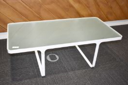 1 x Coffee Table Featuring a Brushed Metal Frame and Stone Insert Top in Black