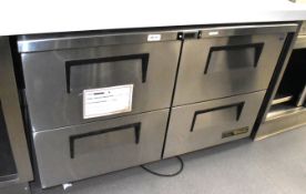 1 x True Four Drawer Countertop Refrigerator - Model TUC-48D-4-HC - Dimensions: H84 x W123 x D75 cms