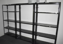 1 x Triple Boltless Metal Shelving Unit in Black - Length: 276 cms