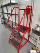 1 x Red Step Ladder with Hand Rail - Dimensions: H154 x W60 cms