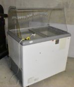 1 x Ice Cream Freezer with Curved Glass Top - Total Refrigeration - 240v - Dimensions: H134 x W100