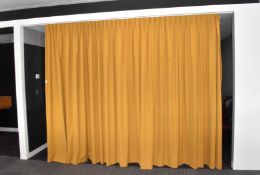 2 x Mustard Fabric Curtains - Size: H240 x W300 cms